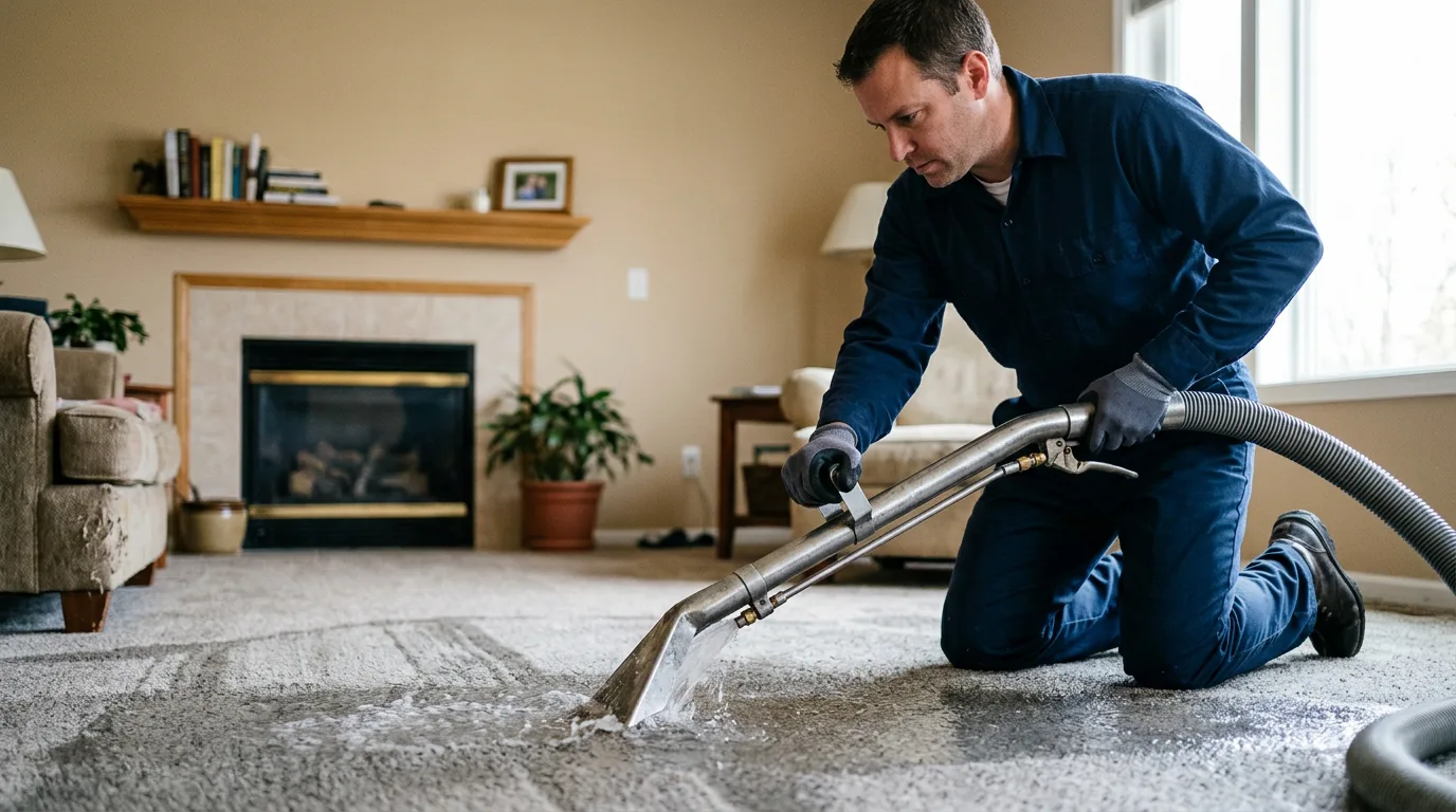 Water damage restoration technician working near Birdseye, IN